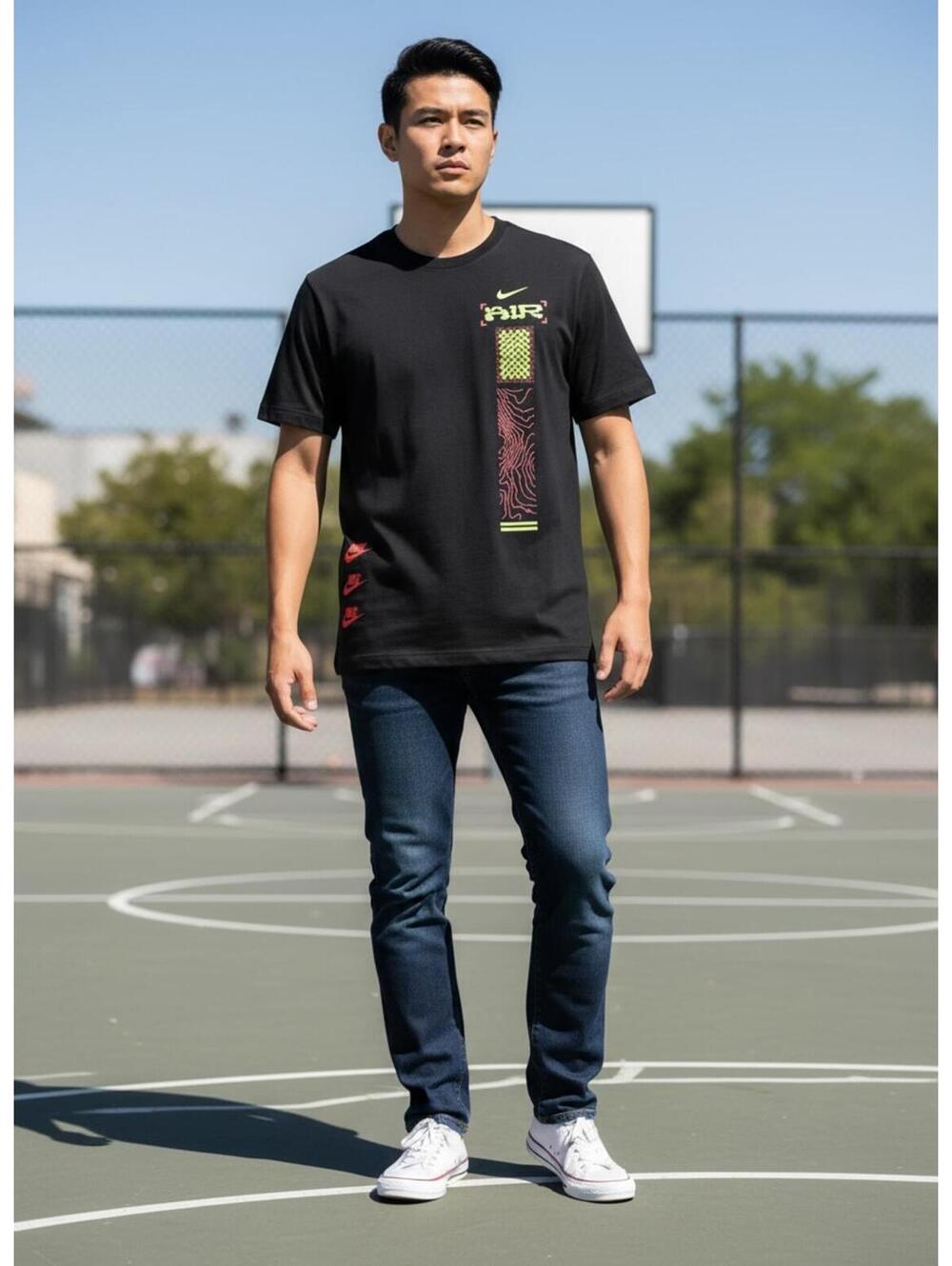 🔥 Nike AIR Graphic Tee Large 🔥 Neon Streetwear Vibes Men L